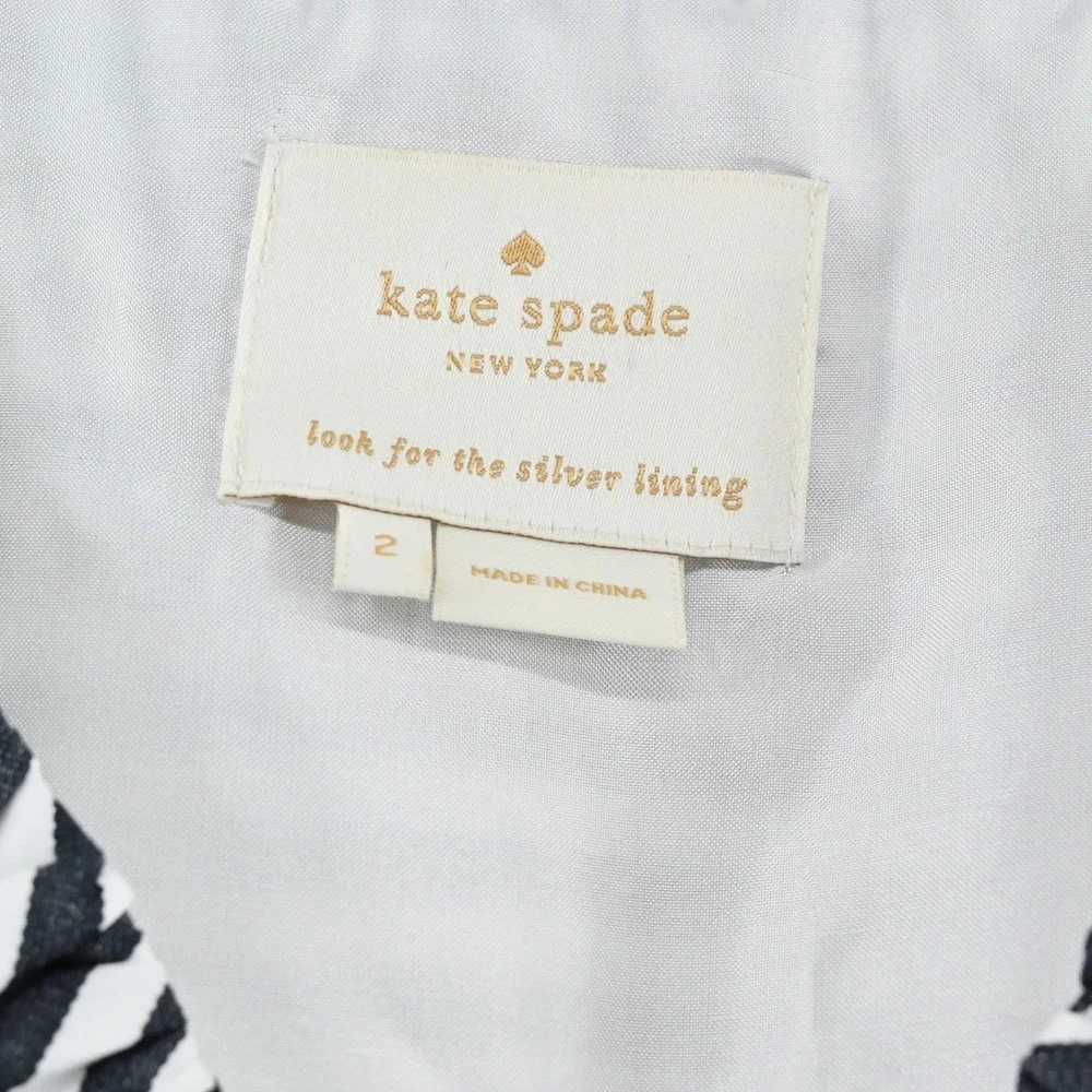 Kate Spade Striped Ruffle Dress Size‎ 2 Nautical Sleeveless Breezy Preppy Cotton